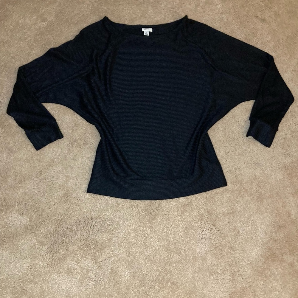 Black Ribbed 3/4 Sleeve Women’s Top